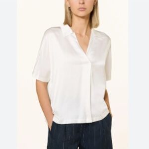 Vince White Silk Rayon Short Sleeve Shirt S